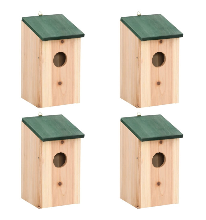 4 pcs Nichoirs Bois 12x12x22 cm | Mobilier & Déco