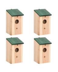 4 pcs Nichoirs Bois 12x12x22 cm | Mobilier & Déco