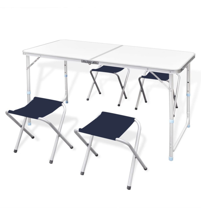Ensemble de table pliable de camping et 4 tabourets 120x60 cm | Mobilier & Déco