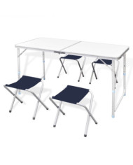 Ensemble de table pliable de camping et 4 tabourets 120x60 cm | Mobilier & Déco