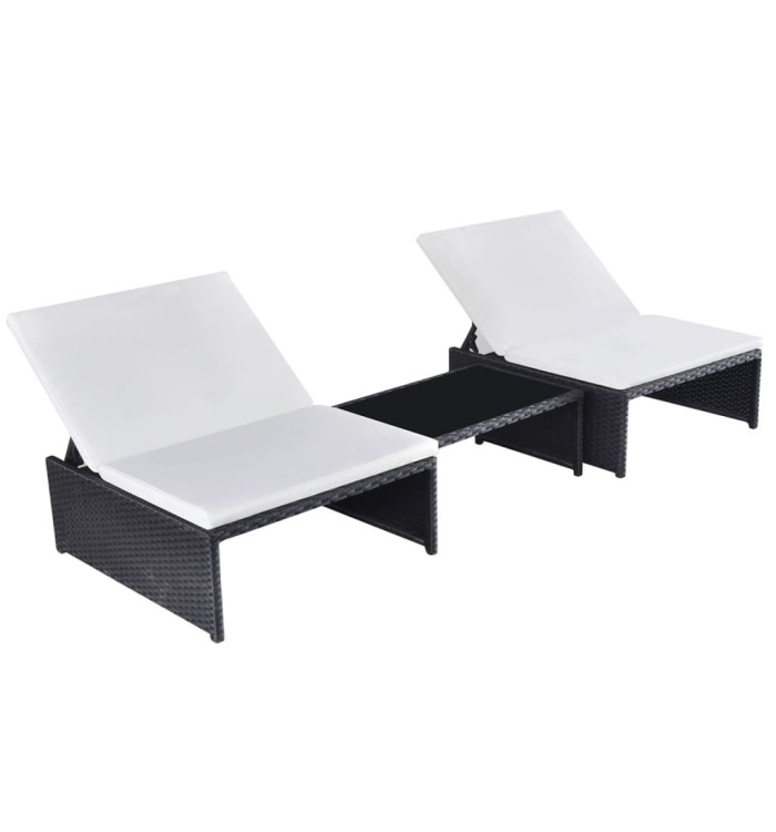 Chaises inclinables de jardin lot de 2 et table résine tressée | Mobilier & Déco