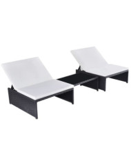 Chaises inclinables de jardin lot de 2 et table résine tressée | Mobilier & Déco