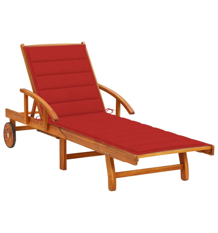 Chaise longue de jardin avec coussin Bois d'acacia solide | Mobilier & Déco