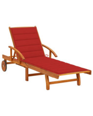 Chaise longue de jardin avec coussin Bois d'acacia solide | Mobilier & Déco