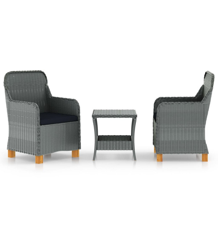 Salon de jardin 3 pcs avec coussins résine tressée gris clair | Mobilier & Déco