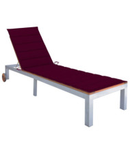 Chaise longue avec coussin Bois d'acacia et acier galvanisé | Mobilier & Déco