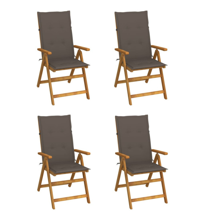 Chaises inclinables de jardin lot de 4 et coussins Bois acacia | Mobilier & Déco
