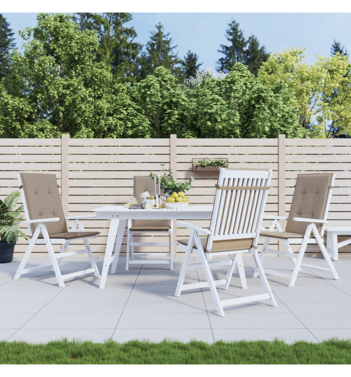 Coussins de chaise de jardin dossier haut lot de 4 taupe tissu | Mobilier & Déco