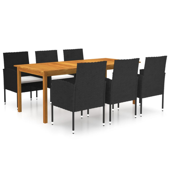 Ensemble à manger de jardin 7 pcs Noir | Mobilier & Déco