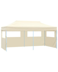 Tente de réception pliable avec 4 parois 3x6 m Acier Crème | Mobilier & Déco