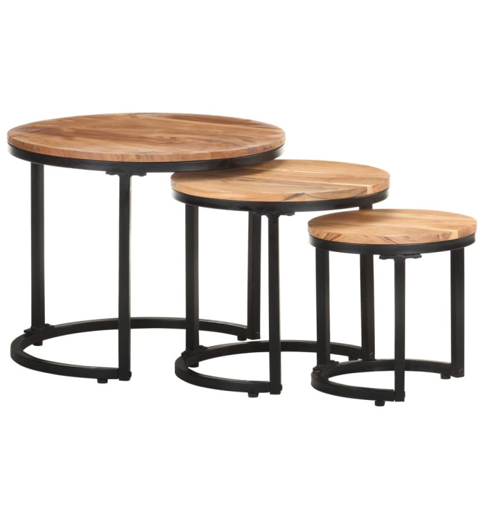 Tables d'appoint 3 pcs Bois d'acacia solide | Mobilier & Déco