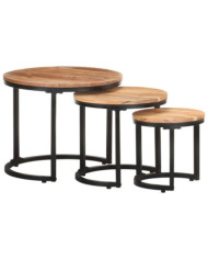 Tables d'appoint 3 pcs Bois d'acacia solide | Mobilier & Déco