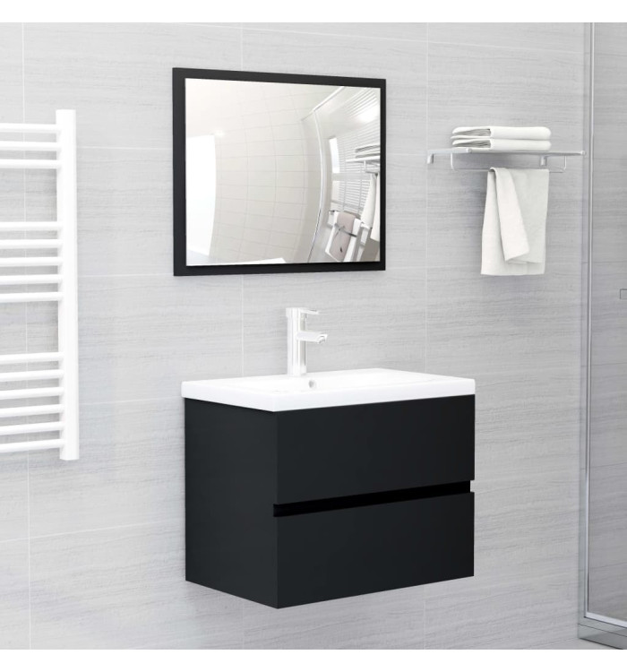 Meubles de salle de bain noir bois d'ingénierie | Mobilier & Déco
