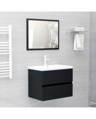 Meubles de salle de bain noir bois d'ingénierie | Mobilier & Déco