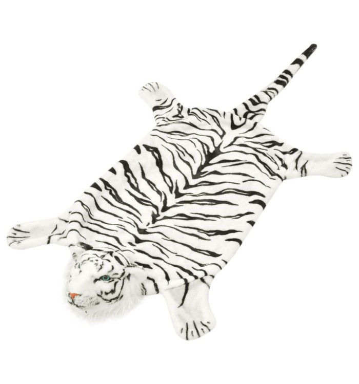 Tapis en peluche en forme de tigre 144 cm Blanc | Mobilier & Déco
