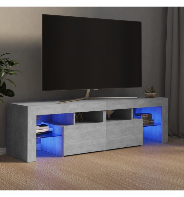 Meuble TV avec lumières LED Gris béton 140x36,5x40 cm | Mobilier & Déco