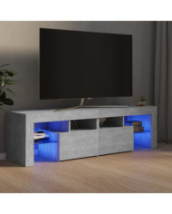 Meuble TV avec lumières LED Gris béton 140x36,5x40 cm | Mobilier & Déco