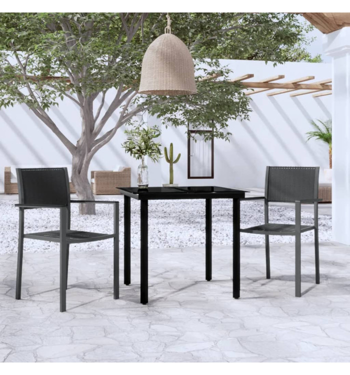 Ensemble à manger de jardin 3 pcs Noir | Mobilier & Déco