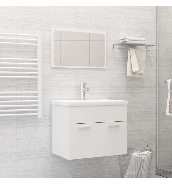 Ensemble de meubles salle de bain 2 pcs Blanc Bois d'ingénierie | Mobilier & Déco