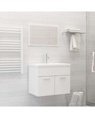 Ensemble de meubles salle de bain 2 pcs Blanc Bois d'ingénierie | Mobilier & Déco