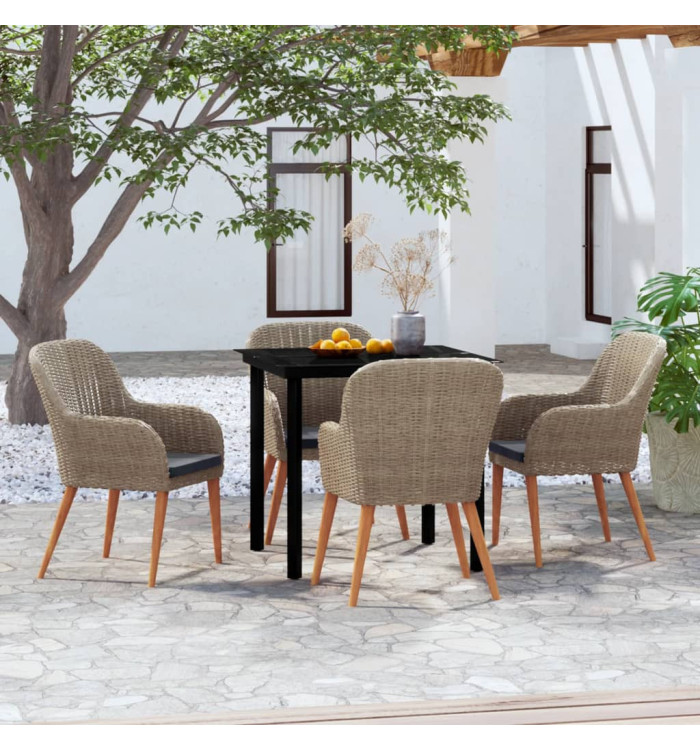 Ensemble à manger de jardin et coussins 5 pcs Marron | Mobilier & Déco