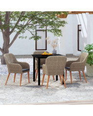 Ensemble à manger de jardin et coussins 5 pcs Marron | Mobilier & Déco