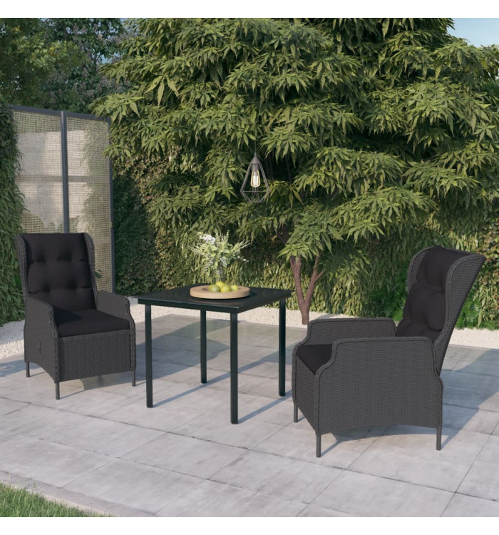 Ensemble à manger de jardin 3 pcs Gris foncé | Mobilier & Déco