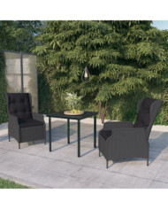 Ensemble à manger de jardin 3 pcs Gris foncé | Mobilier & Déco