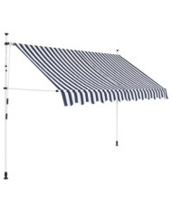 Auvent rétractable manuel 250 cm Rayures bleues et blanches | Mobilier & Déco
