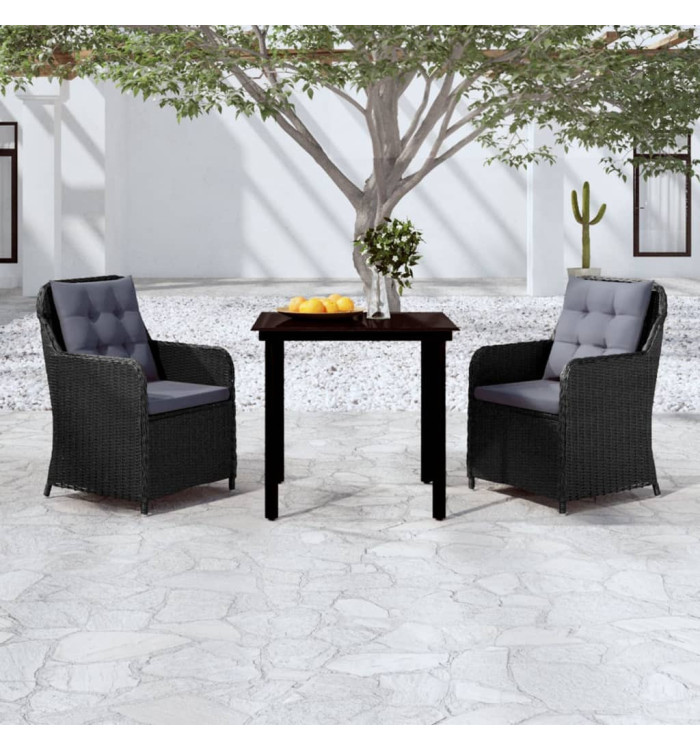 Ensemble à manger de jardin 3 pcs Noir | Mobilier & Déco