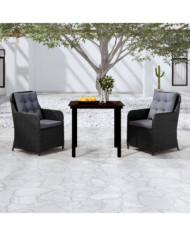 Ensemble à manger de jardin 3 pcs Noir | Mobilier & Déco