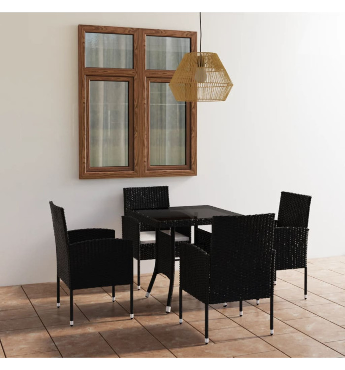 Ensemble à manger de jardin 5 pcs Résine tressée Noir | Mobilier & Déco