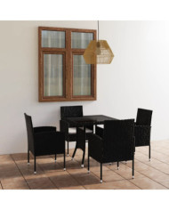 Ensemble à manger de jardin 5 pcs Résine tressée Noir | Mobilier & Déco
