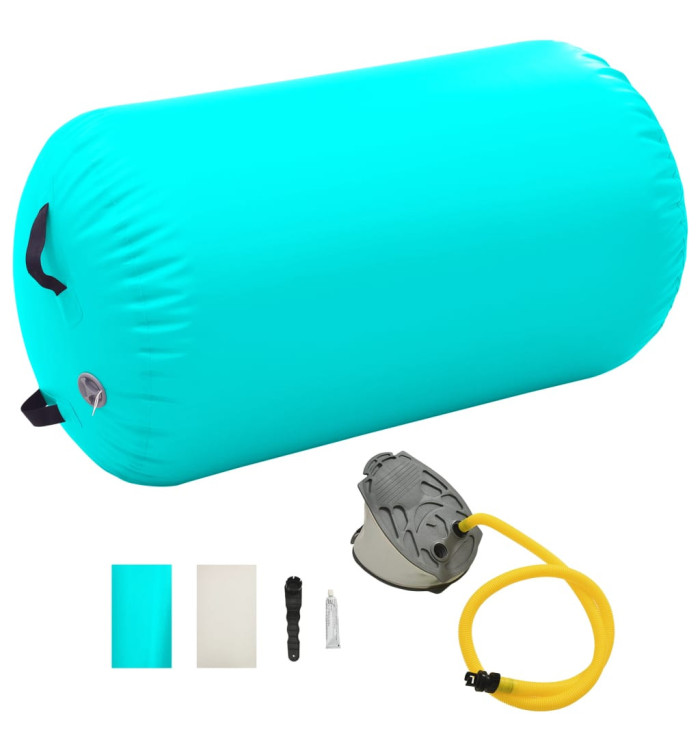 Rouleau gonflable de gymnastique avec pompe 100x60 cm PVC Vert | Mobilier & Déco