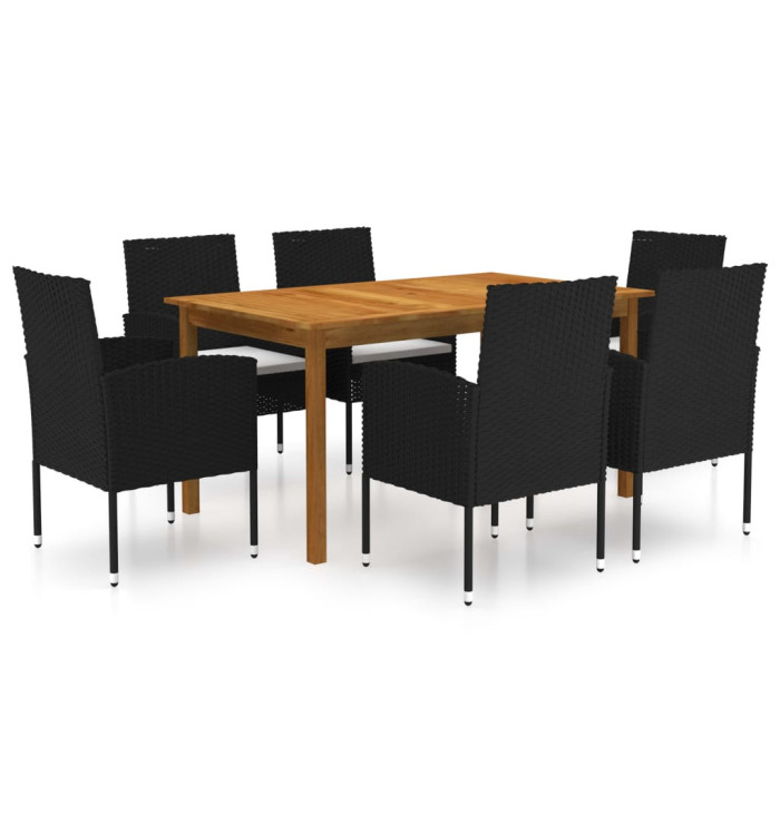 Ensemble à manger de jardin 7 pcs Noir | Mobilier & Déco