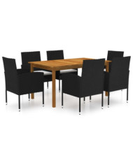 Ensemble à manger de jardin 7 pcs Noir | Mobilier & Déco