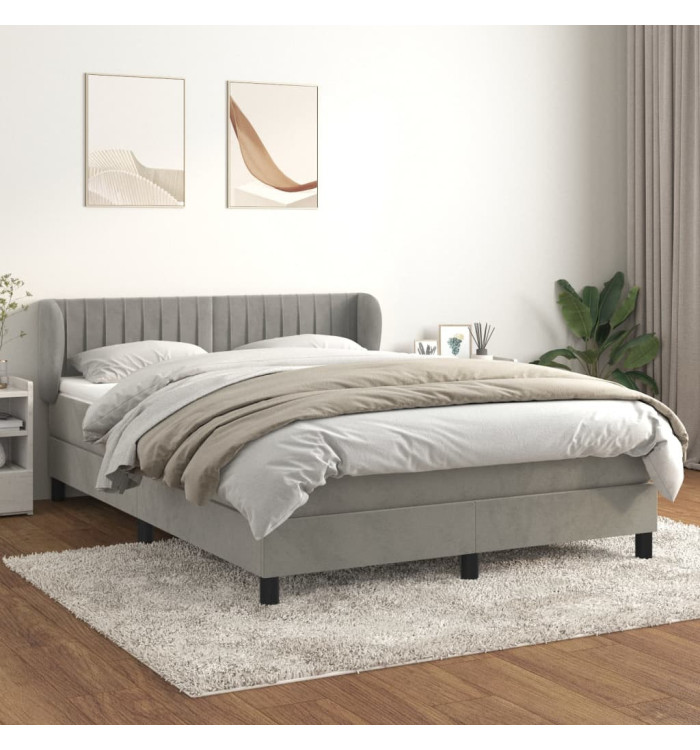 Sommier à lattes de lit et matelas Gris clair 140x200cm Velours | Mobilier & Déco