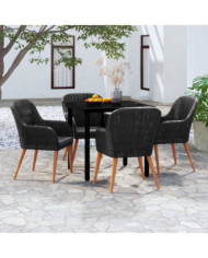 Ensemble à manger de jardin avec coussins 5 pcs Noir | Mobilier & Déco