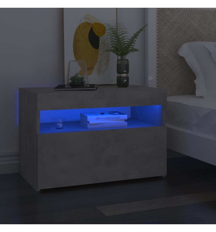 Tables de chevet avec lumières LED 2 pcs gris béton 60x35x40 cm | Mobilier & Déco