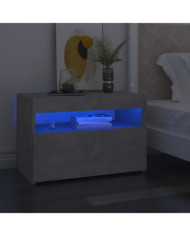 Tables de chevet avec lumières LED 2 pcs gris béton 60x35x40 cm | Mobilier & Déco
