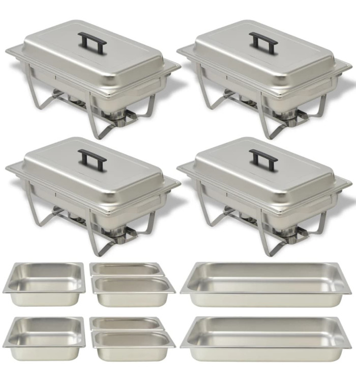 Ensemble de chauffe-plats 4 pcs Acier inoxydable | Mobilier & Déco
