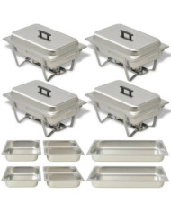Ensemble de chauffe-plats 4 pcs Acier inoxydable | Mobilier & Déco