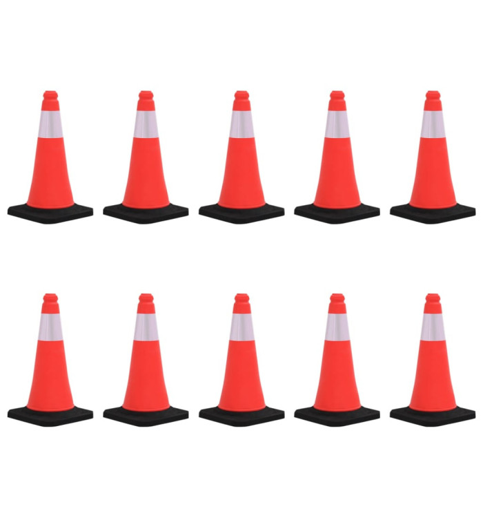 Cônes de signalisation réfléchissants à base lourde 10 pcs 50cm | Mobilier & Déco