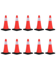 Cônes de signalisation réfléchissants à base lourde 10 pcs 50cm | Mobilier & Déco
