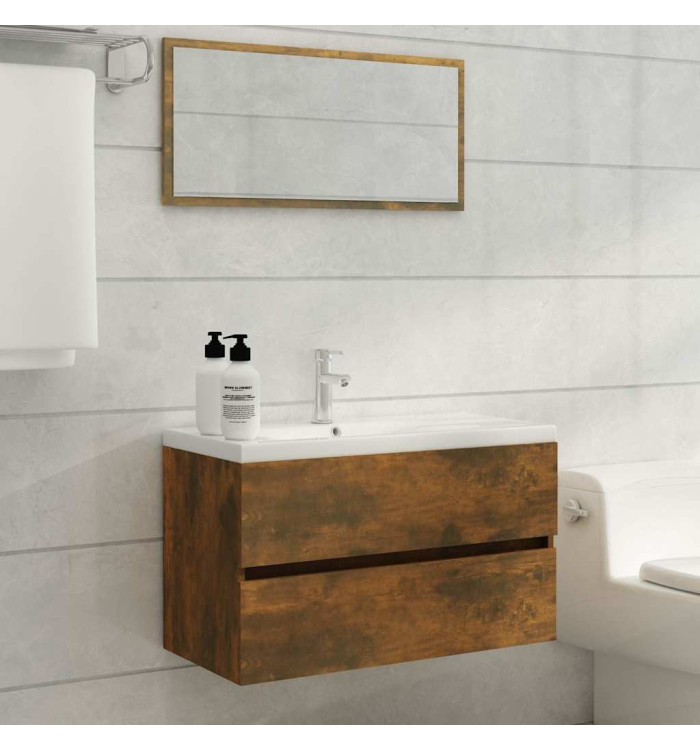 Ensemble de meubles de salle de bain 2 pcs Chêne fumé | Mobilier & Déco