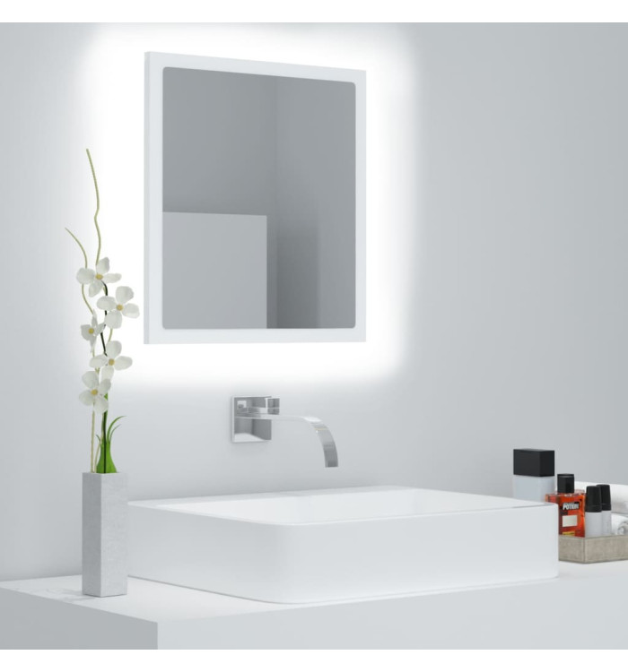 Miroir à LED de salle de bain Blanc 40x8,5x37 cm Acrylique | Mobilier & Déco
