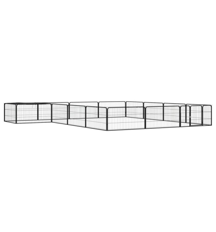 Parc pour chien 16panneaux Noir 100x50cm Acier enduit de poudre | Mobilier & Déco