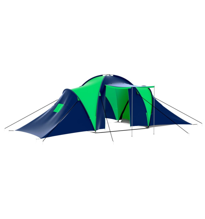 Tente de camping 9 personnes Bleu et Vert | Mobilier & Déco