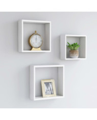 Étagères murales sous forme de cube 3 pcs Blanc MDF | Mobilier & Déco