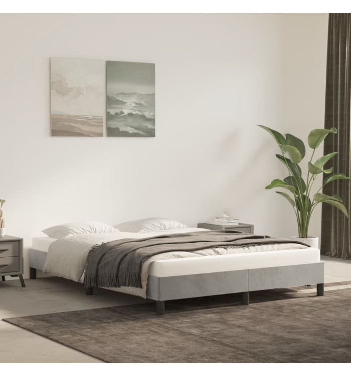 Cadre de lit sans matelas gris clair 140x200 cm velours | Mobilier & Déco